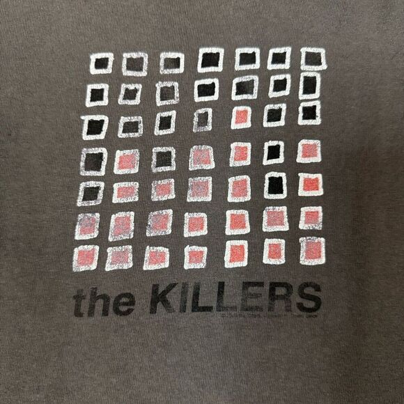 The Killers Large Band Tee Pixel Square Logo Gray Indie Punk Distressed Y2K Rare - Picture 2 of 7